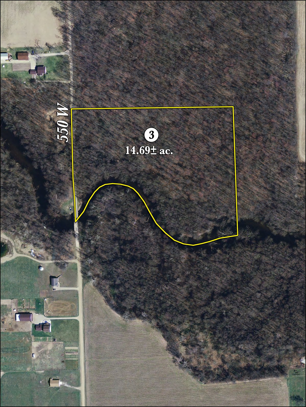 Tract map - 21+/- Acres Offered in 3 Tracts - Homestead, Tillable Land & Wooded Land